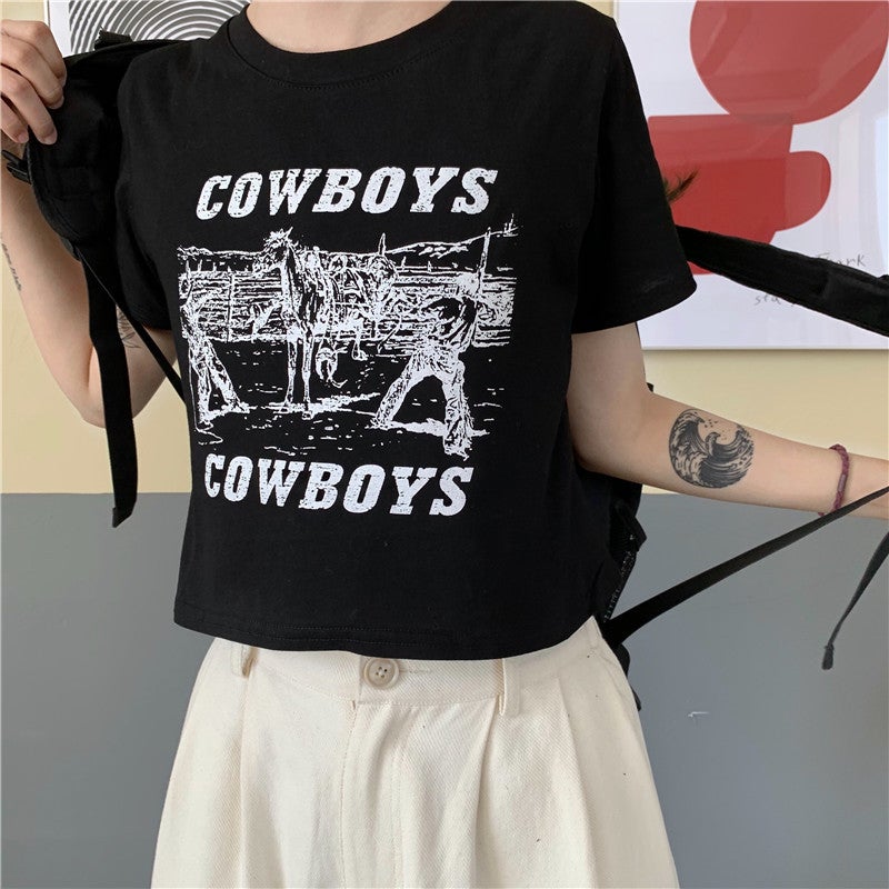 Retro Printed Short-Sleeved T-Shirt for Women 2025 Summer New Style Korean Design Slim Fit Student Top - Image 4