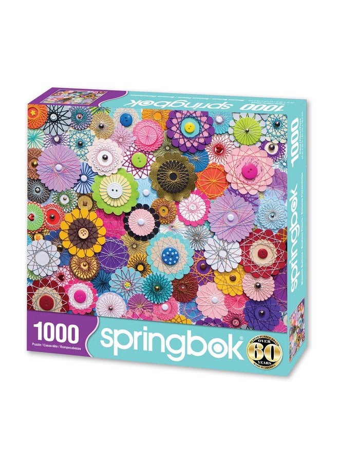 سبرينغبوك لغز الصور المقطوعة المكون من 1000 قطعة من Springbok's Bloomin Buttons للبالغين من تصميم الفنانة ليندا ستيوارت، يتميز بصورة لتركيبة زهرية مصنوعة من الأزرار والورق  - Image 2