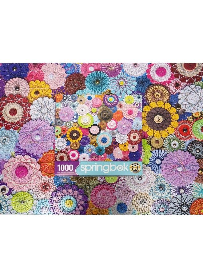 سبرينغبوك لغز الصور المقطوعة المكون من 1000 قطعة من Springbok's Bloomin Buttons للبالغين من تصميم الفنانة ليندا ستيوارت، يتميز بصورة لتركيبة زهرية مصنوعة من الأزرار والورق  - Image 3