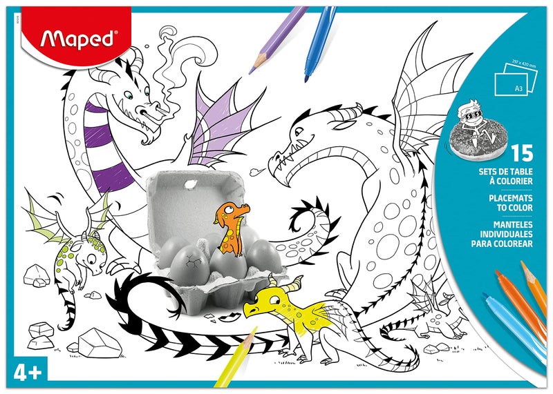 Maped Placemats to Color, Cardboard Sleeve, 15 Sheets - Image 1