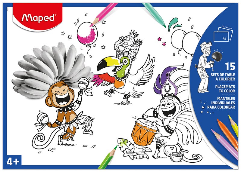 Maped Placemats to Color, Cardboard Sleeve, 15 Sheets - Image 3