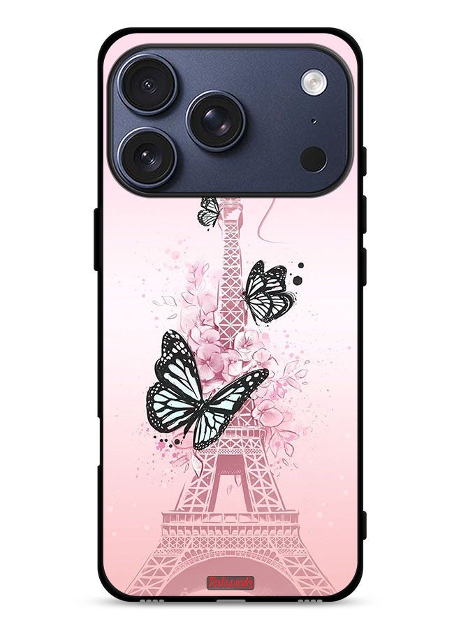 Tolwak Apple iPhone 17 Pro Protective Case Cover Butterflies On Eiffel Tower - Image 1