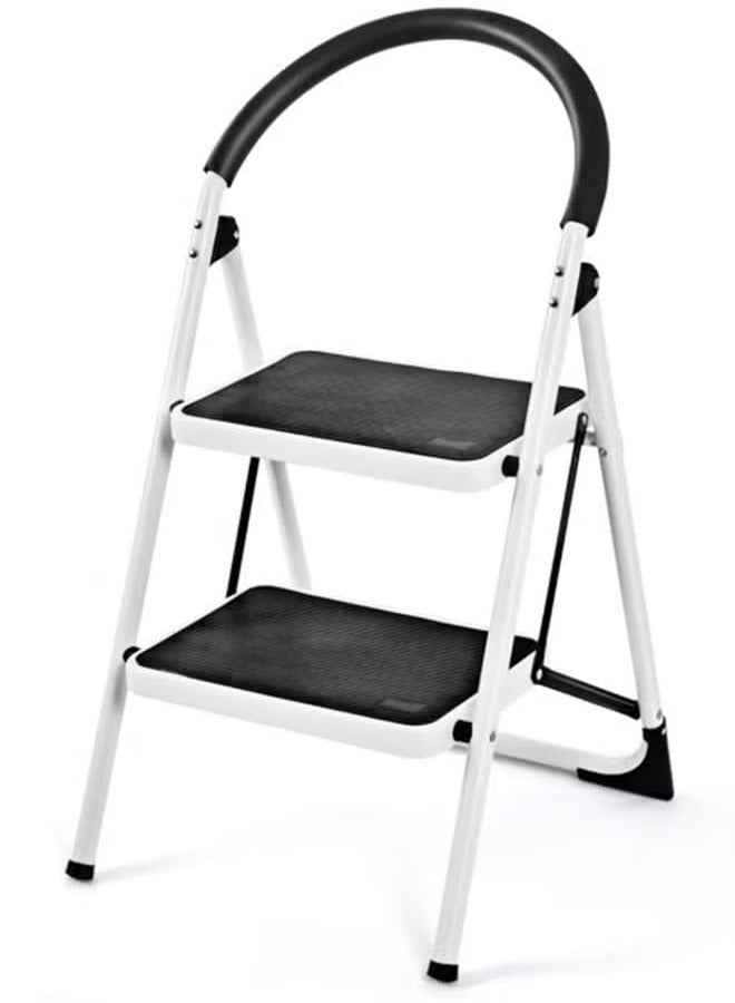 2-Layer Foldable Ladder - Stainless Steel Household Ladder, Non-Slip Design, Movable, Easy To Store  - Image 1