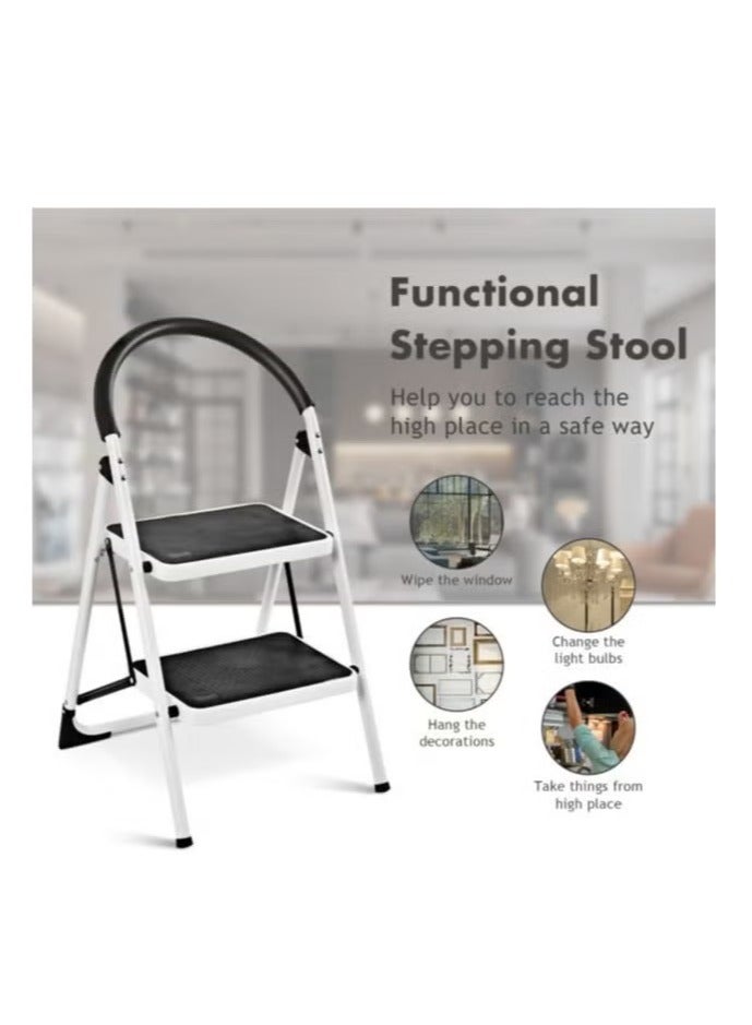 2-Layer Foldable Ladder - Stainless Steel Household Ladder, Non-Slip Design, Movable, Easy To Store  - Image 2