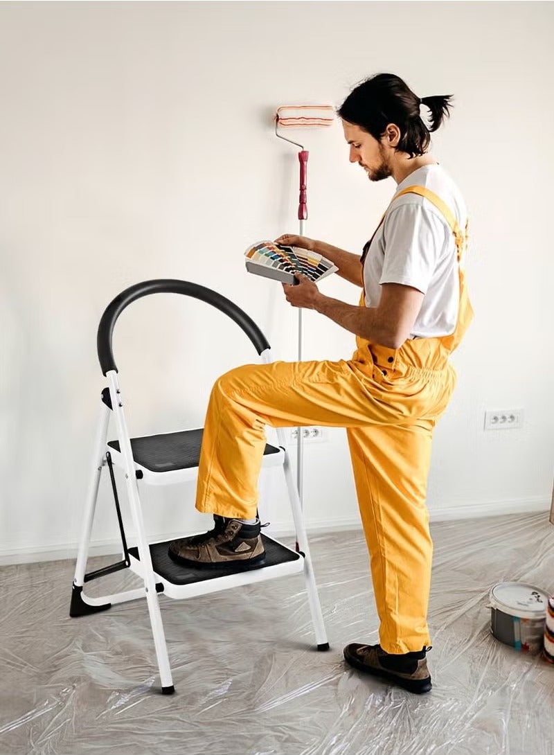 2-Layer Foldable Ladder - Stainless Steel Household Ladder, Non-Slip Design, Movable, Easy To Store  - Image 3
