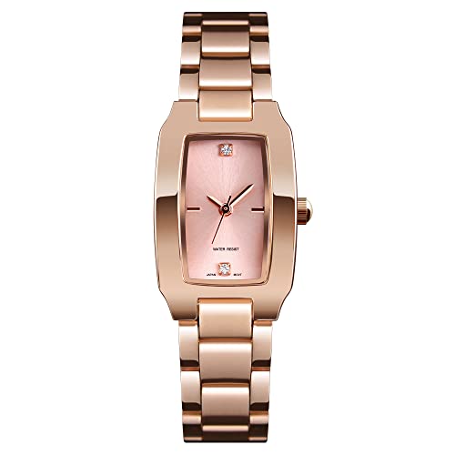 VIGOROSO Square Watches for Women Wrist Watch, Rose Gold Watches for Women, Ladies Watch Waterproof Stainless Steel Analog Small Watch - Image 1