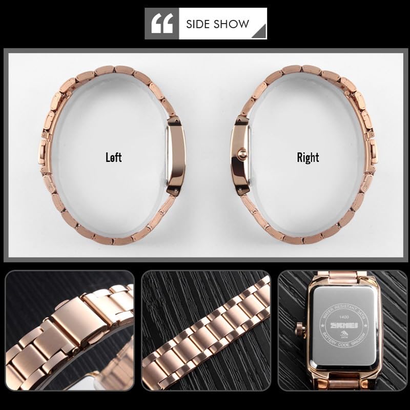 VIGOROSO Square Watches for Women Wrist Watch, Rose Gold Watches for Women, Ladies Watch Waterproof Stainless Steel Analog Small Watch - Image 5