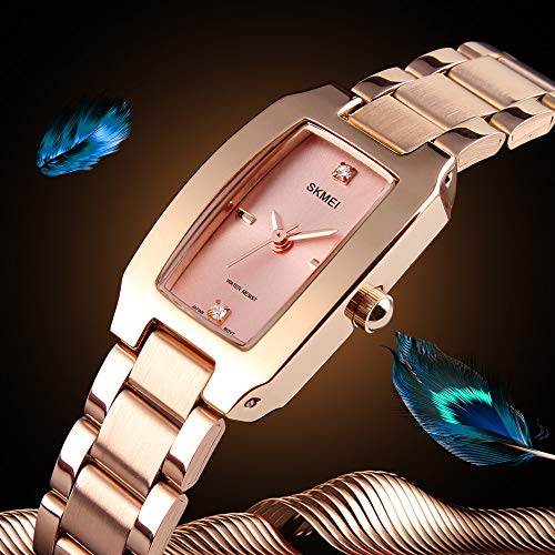 VIGOROSO Square Watches for Women Wrist Watch, Rose Gold Watches for Women, Ladies Watch Waterproof Stainless Steel Analog Small Watch - Image 3