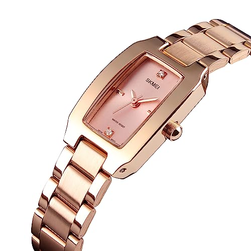 VIGOROSO Square Watches for Women Wrist Watch, Rose Gold Watches for Women, Ladies Watch Waterproof Stainless Steel Analog Small Watch - Image 2