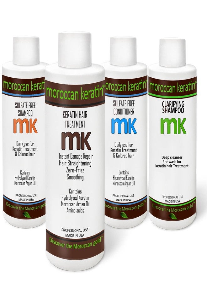 Moroccan Keratin Brazilian Keratin Hair Treatment blowout Straightening Product Professional Grade Natural Organic Looking Results at Home or Salon (4 Piece Set 120x4) - Image 1