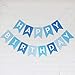 Blukey Happy Birthday Banner With Shiny Gold Letters Swallowtail Design Hanging Signs Party Decorations TriColor Blue - Image 3