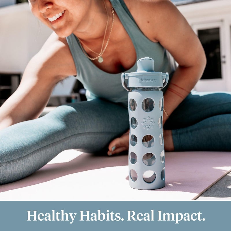 Lifefactory 16-Ounce Glass Water Bottle with Active Flip Cap and Protective Silicone Sleeve, Stone Gray - Image 5