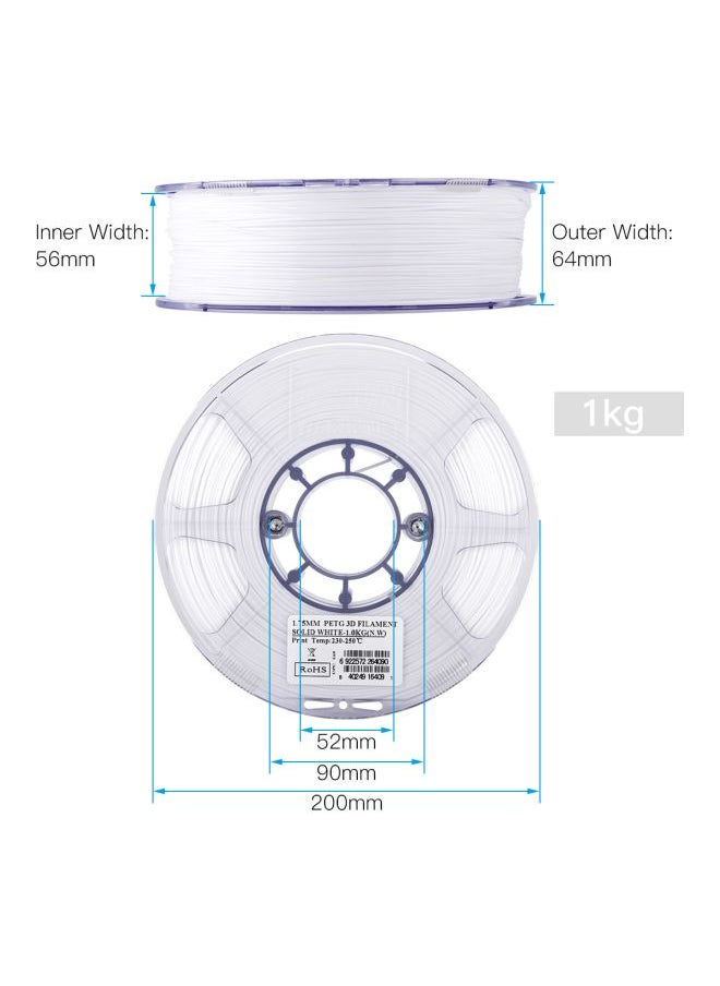 Generic PETG 3D Printer Filament Solid White  - Image 4
