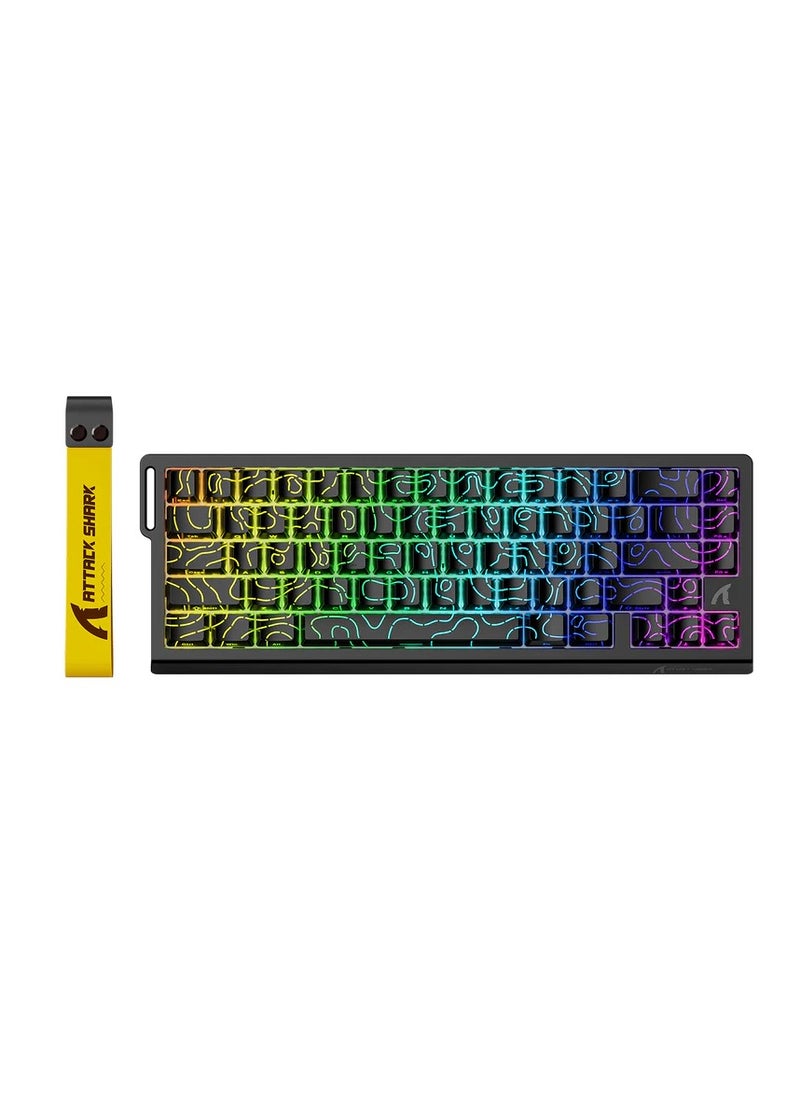 Attack Shark ATTACK SHARK X68 HE 8KHZ Rapid Trigger Keyboard Magnetic Switch,0.01 mm RT Accuracy,Wired RGB 60% Gaming Keyboard TKL with Adjustable Actuation,Snap Tap,Coiled Cable,for PC/Mac(Black Contour)  - Image 1