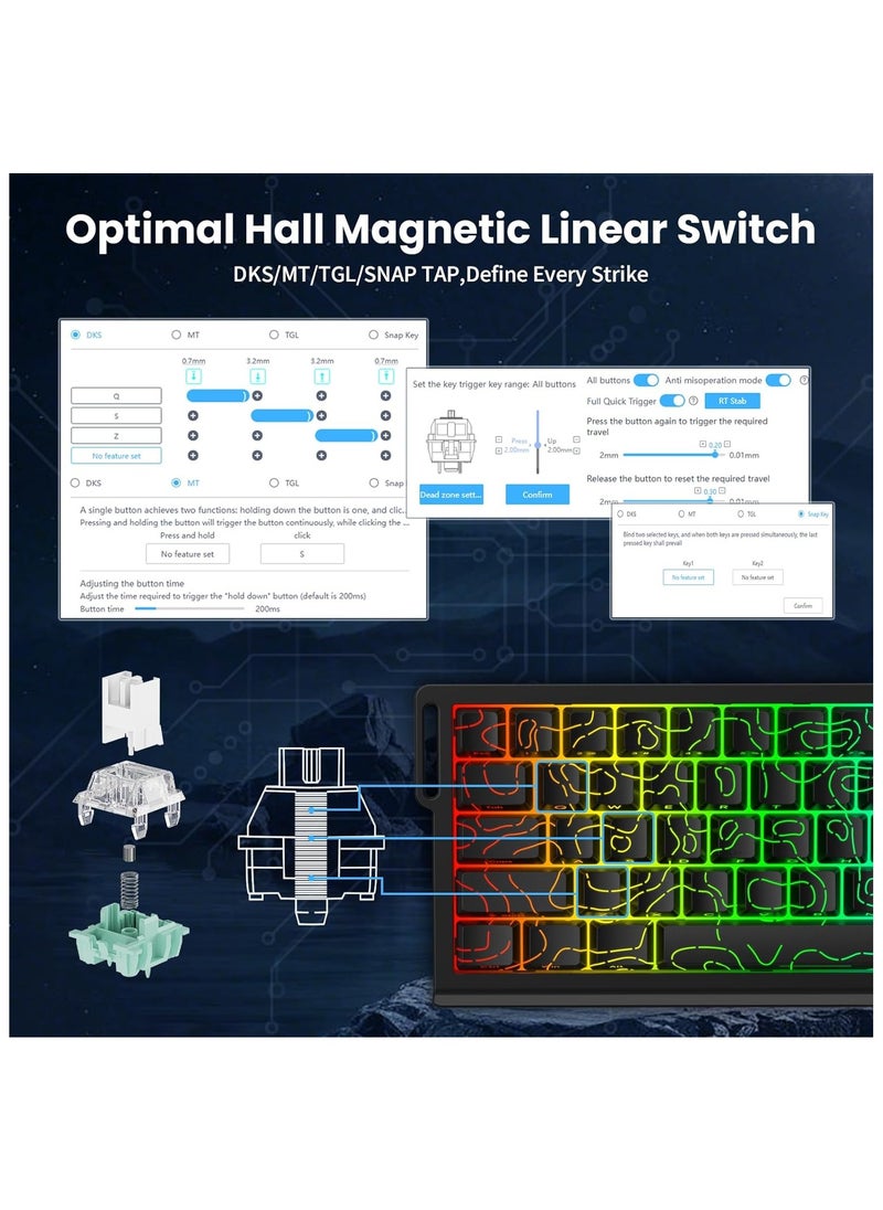 Attack Shark ATTACK SHARK X68 HE 8KHZ Rapid Trigger Keyboard Magnetic Switch,0.01 mm RT Accuracy,Wired RGB 60% Gaming Keyboard TKL with Adjustable Actuation,Snap Tap,Coiled Cable,for PC/Mac(Black Contour)  - Image 4