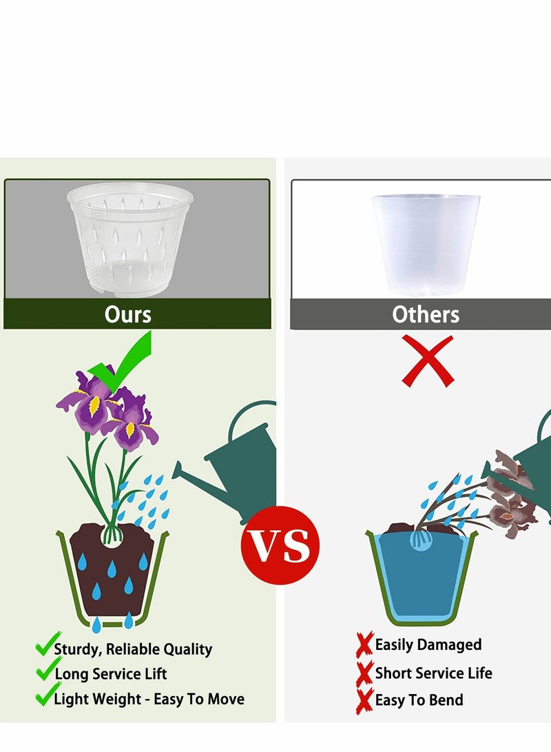 KASTWAVE Orchid Pot, Orchid Pots with Holes 5.5 inch Orchid Pots 10 Pack, Clear Plastic Plant Pot with Holes and Saucers for Indoor Outdoor Flower Plants, Succulent Plants, Orchid, House, Gardening - Image 4