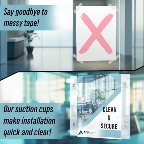AdirOffice Adir Acrylic Sign Holder – Window Sign Holder with Suction Cups for Advertising and Promotion, Wall-Mount Display Frame, Clear Sign Holder Stand for Glass, Mall, Restaurants, Office - 6 Pack (8.5x11 Inch) - Image 3