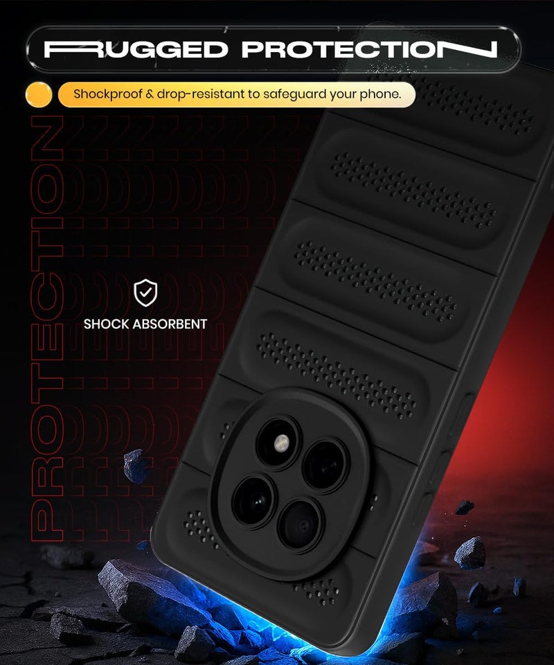 WOW IMAGINE Ultimate Silicone Back Cover Case for Oppo F29 Pro 5G | Heat Dissipation Thin Soft TPU | 360° Camera Protection | Breathable Cooling Holes – Pitch Black - Image 4