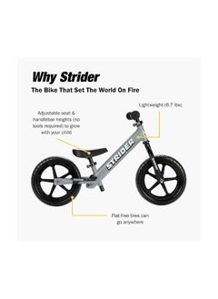 STRIDER Strider 12” Sport Bike - No Pedal Balance Bicycle for Kids 18 Months to 5 Years - Includes Safety Pad, Padded Seat, Mini Grips & Flat-Free Tires - Tool-Free Assembly & Adjustments  - Image 2