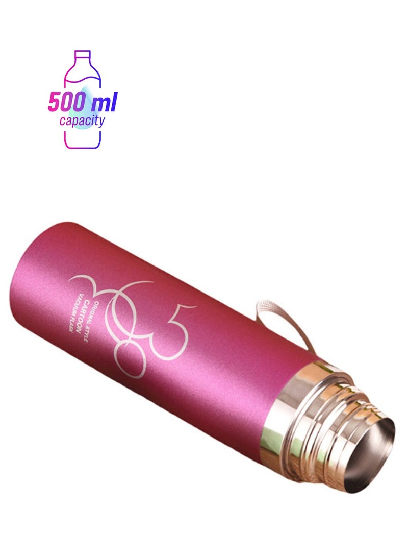 Beauenty Cartoon Thermos Water Bottle Pink/Gold - Image 1