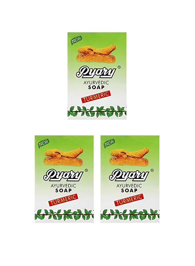 Pyary Turmeric Soap Set - Three Herbal Bars For Brightening Skin And Enhancing Radiance With Natural Ingredients - Image 1