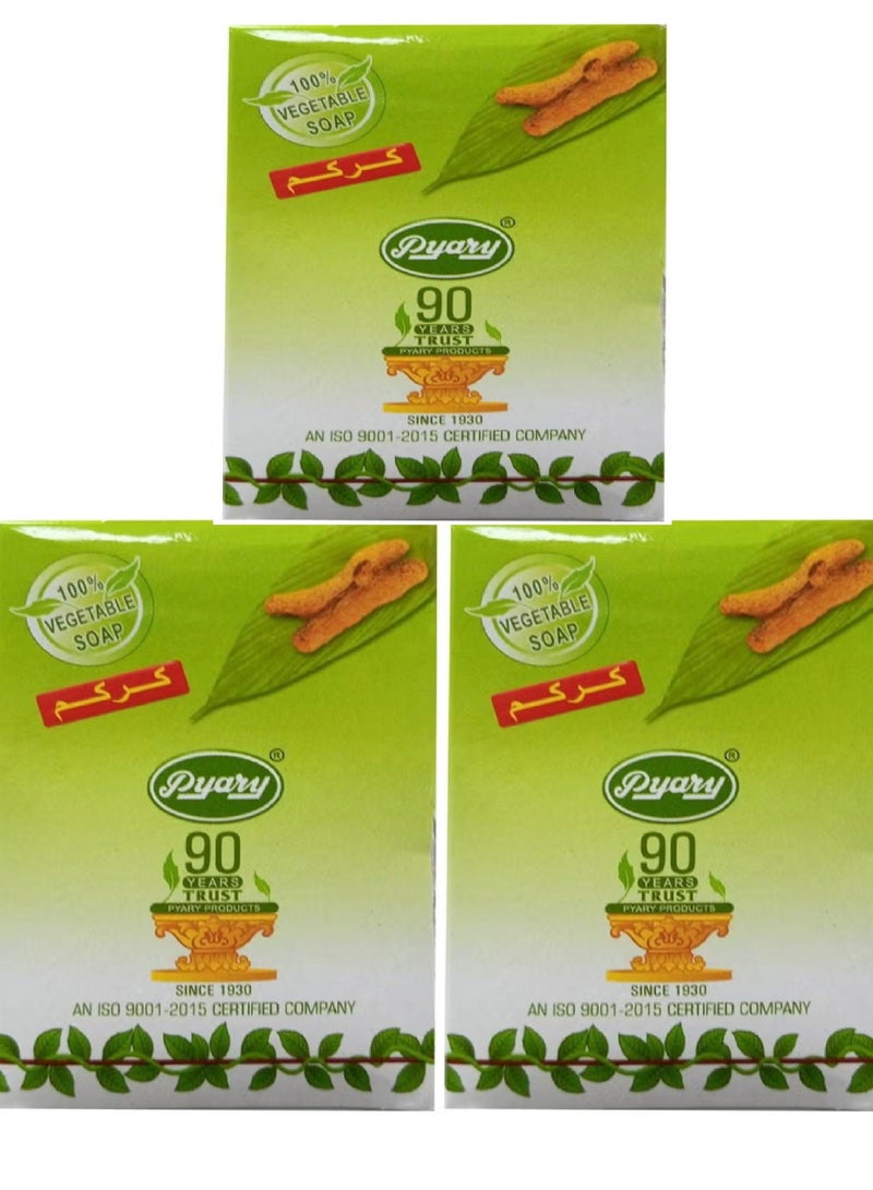 Pyary Turmeric Soap Set - Three Herbal Bars For Brightening Skin And Enhancing Radiance With Natural Ingredients - Image 2
