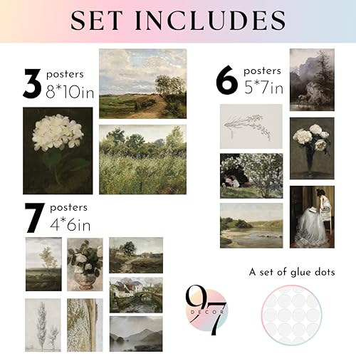 97 Decor Vintage Wall Art Prints 16 Pcs French Country Decor Vintage Posters For Room Aesthetic Pictures Vintage Prints For Wall Decorations Landscape Painting Gallery Wall Art For Bedroom UNFRAMED - Image 3