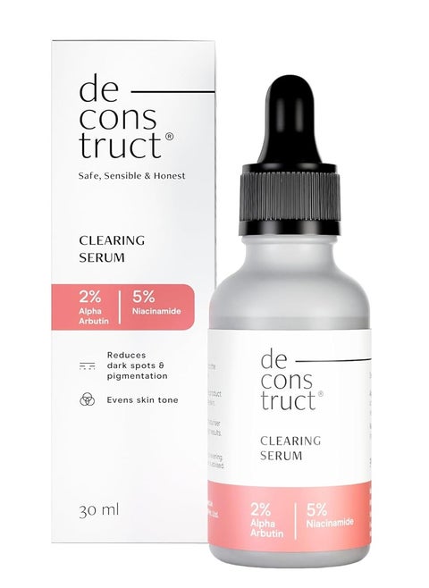 Clearing Serum 2% Alpha Arbutin + 5% Niacinamide | Anti - Pigmentation & Tanning Face Serum | Clears Dark Spots, Marks, Hyperpigmentation | For both Men & Women | 30ml