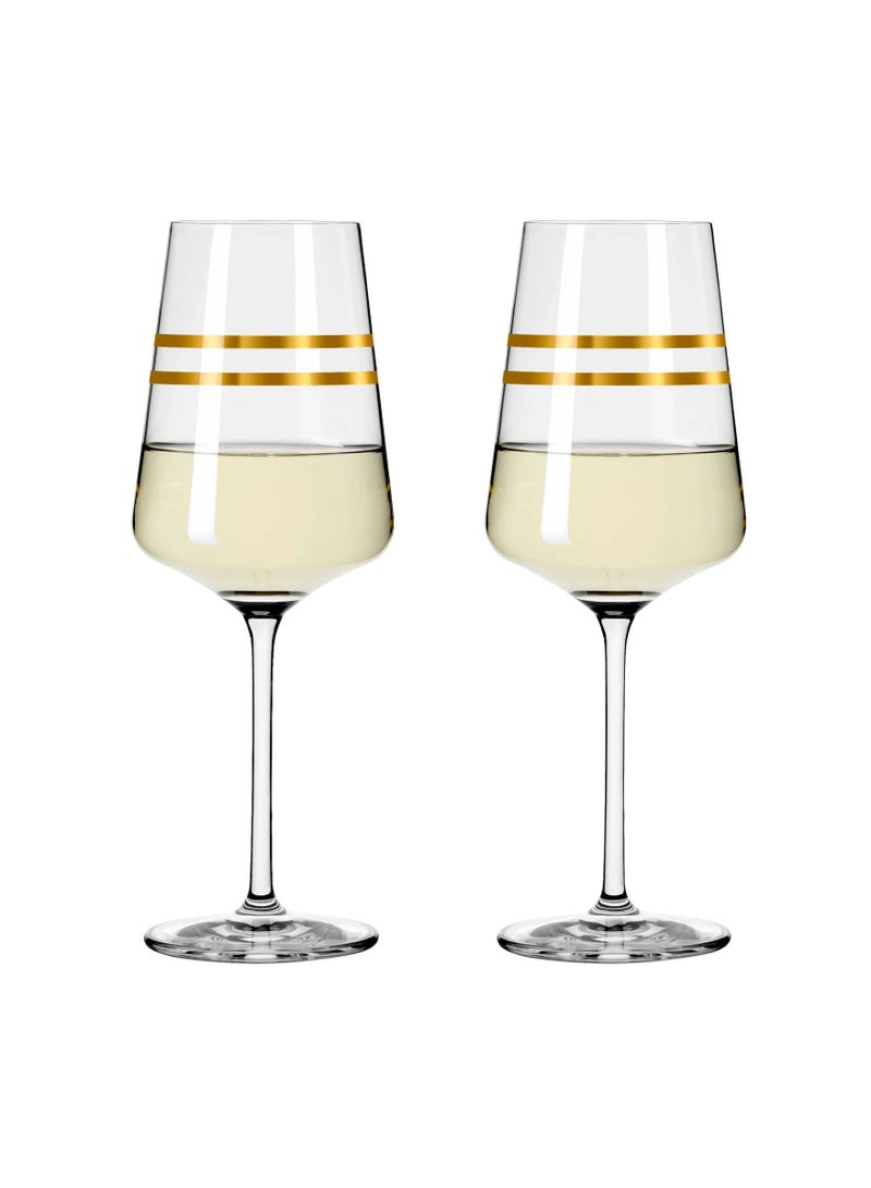 Ritzenhoff 2-piece “celebration deluxe” White Wine Glass Set – With real gold stripes – Ideal for white wine – Color: Gold, Material: Crystal glass, Filling volume in ml: 400, Dishwasher Safe, in an attractive gift box – Made in Germany - Image 5