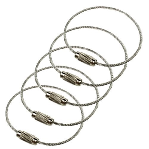 Ovener 5Pack Luggage Tag Loops,6 Inch Stainless Steel String Keychain for Silicon Luggage Tags by Ovener - Image 1