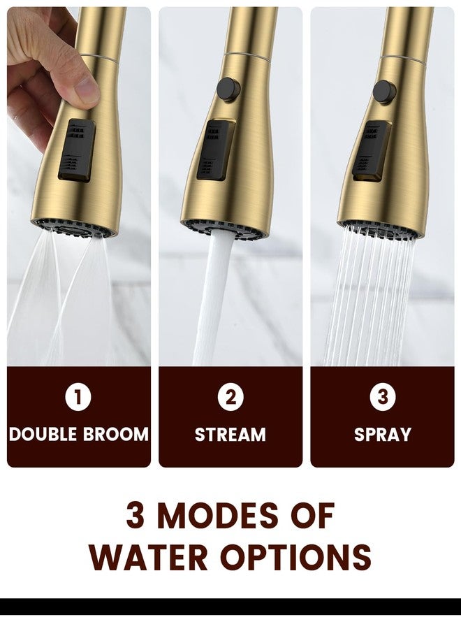 APPASO Brushed Gold Kitchen Faucet, 4 Hole Kitchen Faucet with Soap Dispenser, 3 Modes Single-Handle Kitchen Sink Faucets, Faucet for Kitchen Sink with CUPC-Certified Pull-Out Hose - Image 4