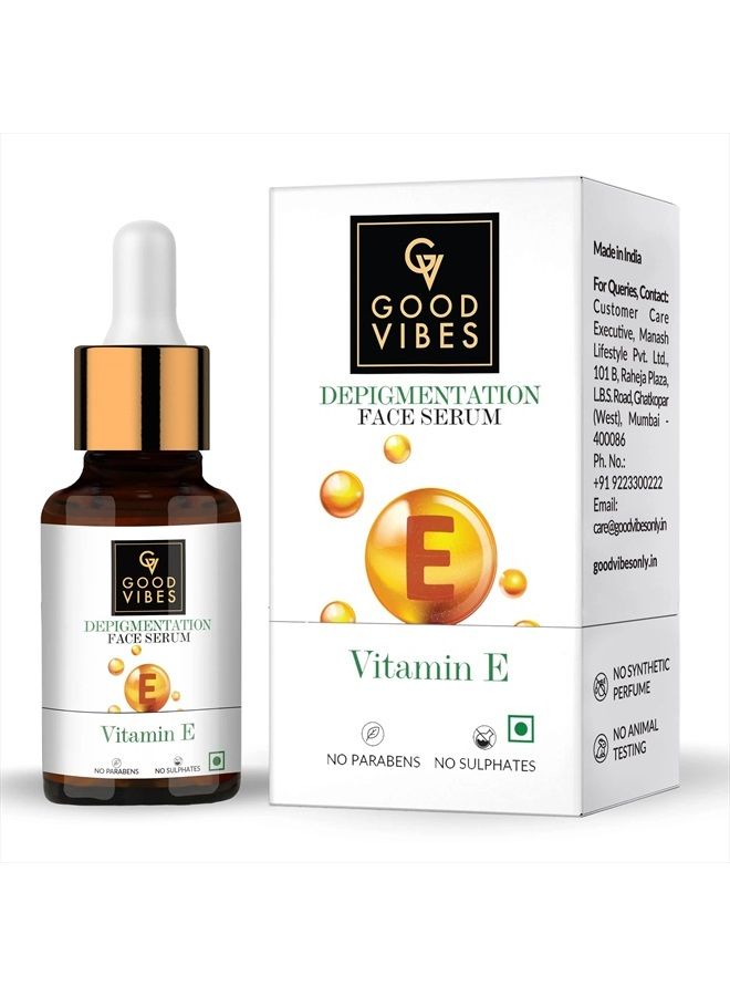 Good Vibes Vitamin E De-Pigmentation Skin Serum | Nourishing Softening Natural Lightweight Hydrating Formula For All Skin Types | No Parabens & Sulphates (10 ml/0.34 Fl Oz) - Image 1