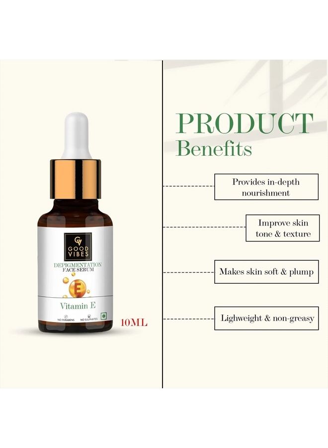 Good Vibes Vitamin E De-Pigmentation Skin Serum | Nourishing Softening Natural Lightweight Hydrating Formula For All Skin Types | No Parabens & Sulphates (10 ml/0.34 Fl Oz) - Image 2
