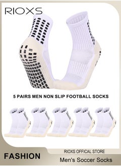 RIOXS Soccer Socks For Men Women 5 Pairs Athletic Socks Non-Slip Socks For Football Basketball Hockey Rugby Sports Sweat-absorbing Wear-resistant Sports Socks  - Image 1