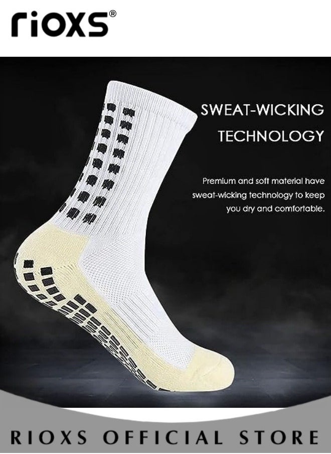RIOXS - Soccer Socks For Men Women 5 Pairs Athletic Socks Non-Slip Socks For Football Basketball Hockey Rugby Sports Sweat-absorbing Wear-resistant Sports Socks - Image 1