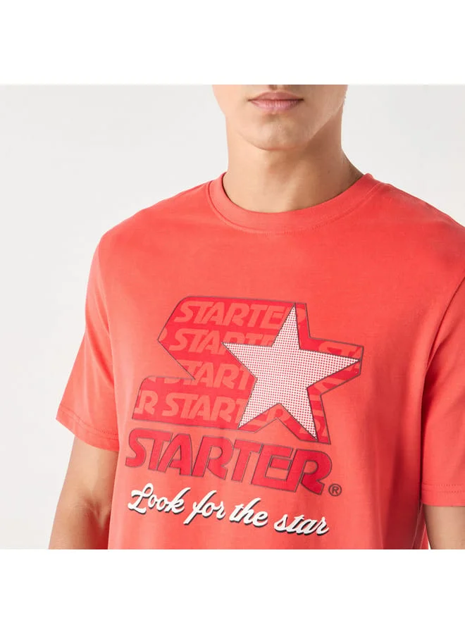 STARTER Starter Typographic Print Crew Neck T-Shirt with Short Sleeves