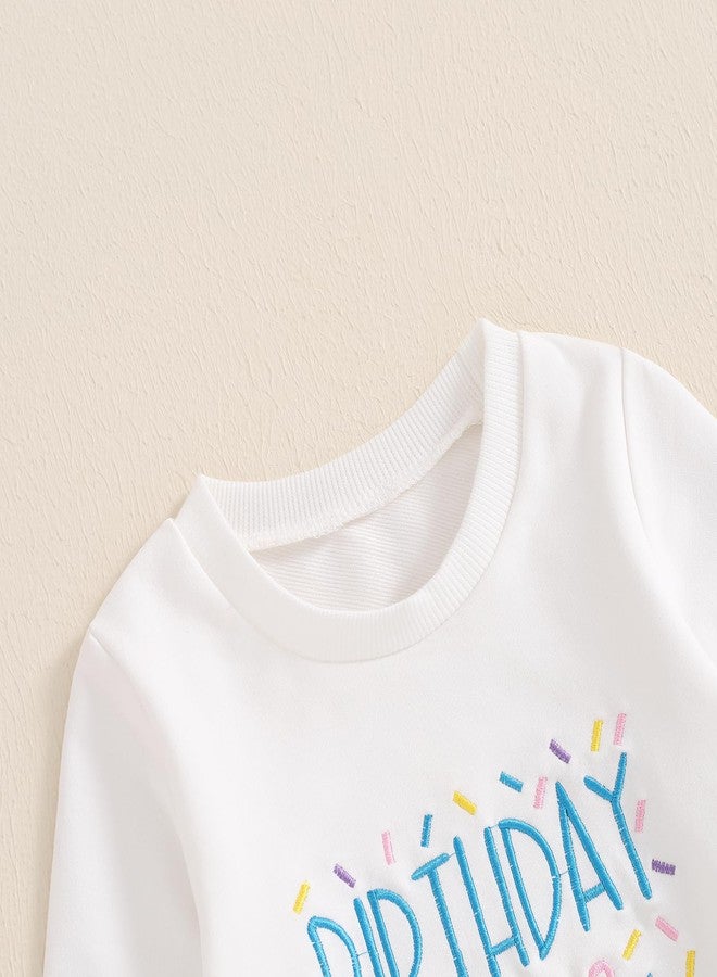 SAYOO Baby Birthday Girl Outfit Birthday Girl Embroidery Print Sweatshirt Top+Sweet Donut Flared Pant Fall Princess Clothes (A Pink, 18-24 Months) - Image 4