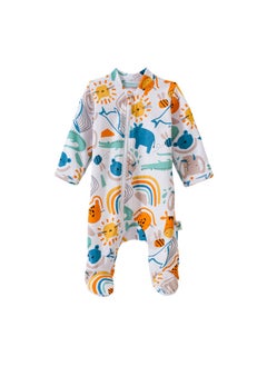 Generic Newborn Cotton Romper – OEKO-TEX Certified Soft Baby Playsuit with Two-Way Zipper, First-Layer Outfit for Home, Walks, Easy Diaper Changes, 0–6M Unisex  - Image 1