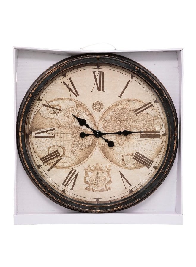 atmosphera Tomy Antique World Map Printed Round Analog Wall Clock Bronze 51 cm 179402 - Image 3