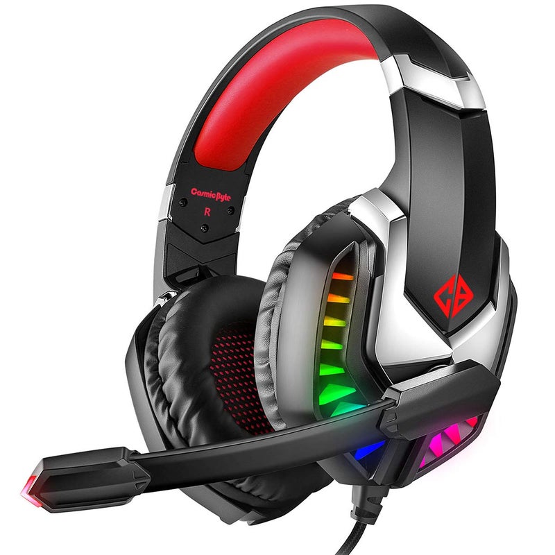Cosmic Byte G2050 RGB 7.1 Surround Sound USB Gaming Headphone for PS5, PC with Software and Gel Microphone (Red) - Image 1