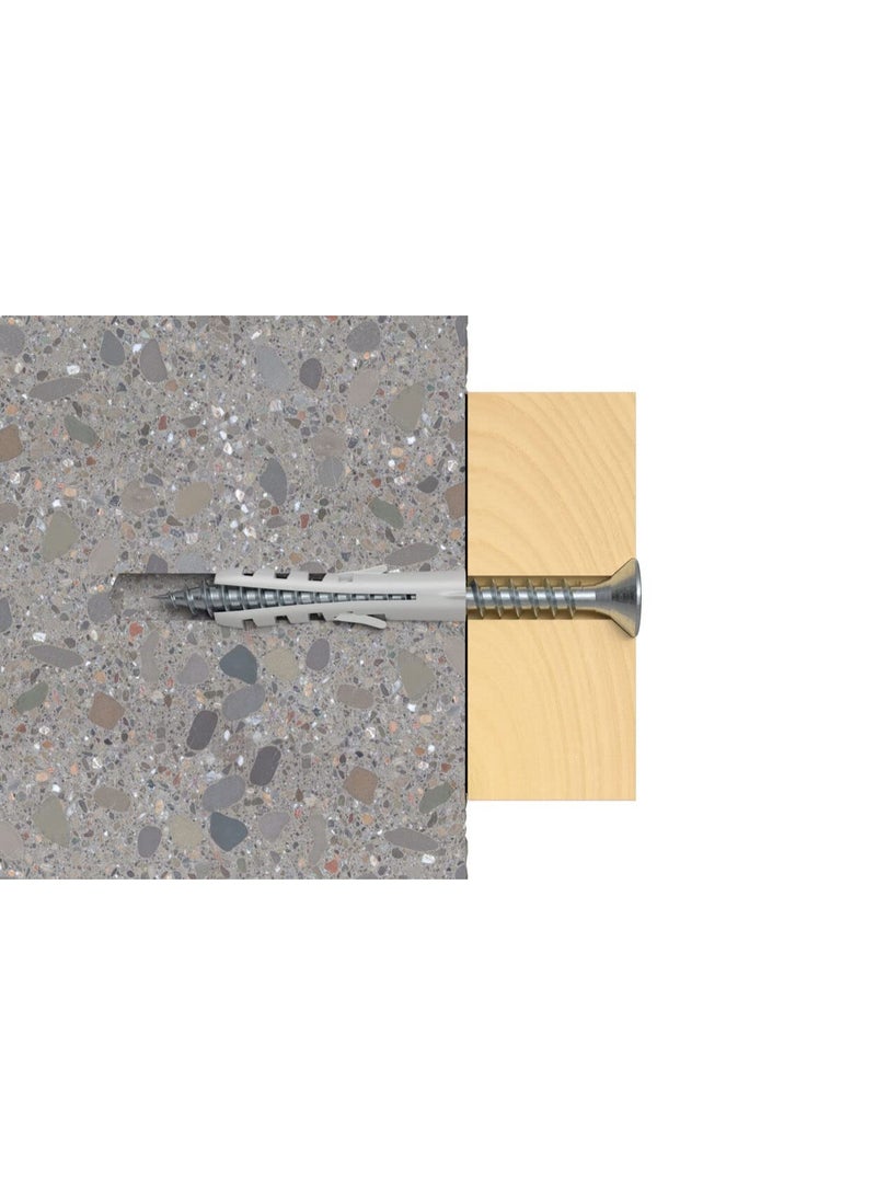 Fischer fischer S12 1/2" 25pcs Expansion Plug Rimless Nylon Expands in Two Directions Wood or Chipboard Screws Can Be Used, Ideal for Concrete and Solid Masonry - Image 2