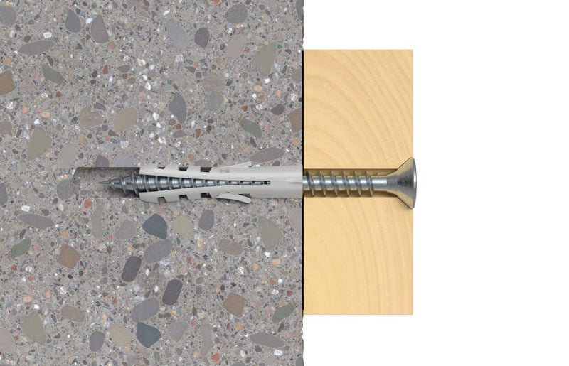 fischer S12 1/2" 25pcs Expansion Plug Rimless Nylon Expands in Two Directions Wood or Chipboard Screws Can Be Used, Ideal for Concrete and Solid Masonry - Image 4