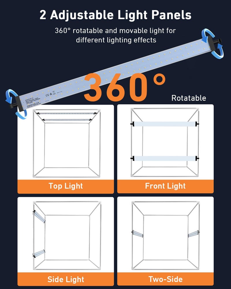 DUCLUS Photo Light Box 24x24 inch, Portable Shooting Tent Kit, Professional Dimmable Photo Studio Light Box with 100 LED Beads & 6 Color Backdrops for Jewelry and Food Items Product Photography - Image 4