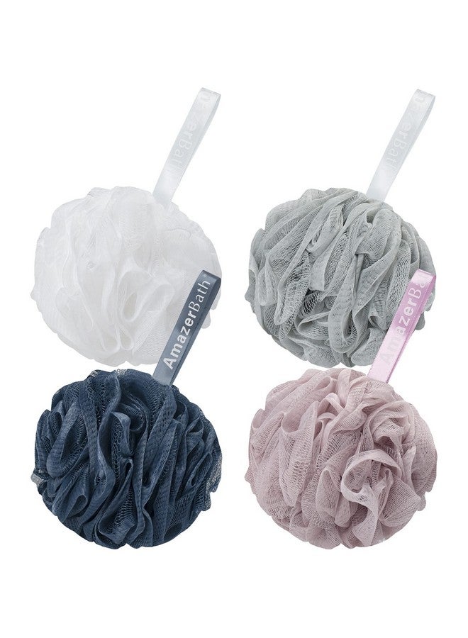 أمازيرباث لوفا إسفنجية 60 جرام/القطعة، إسفنجة حمام مقشرة، ليفة تنظيف الجسم، مجموعة من 4 قطع رمادي أزرق وردي رمادي أبيض - Image 1