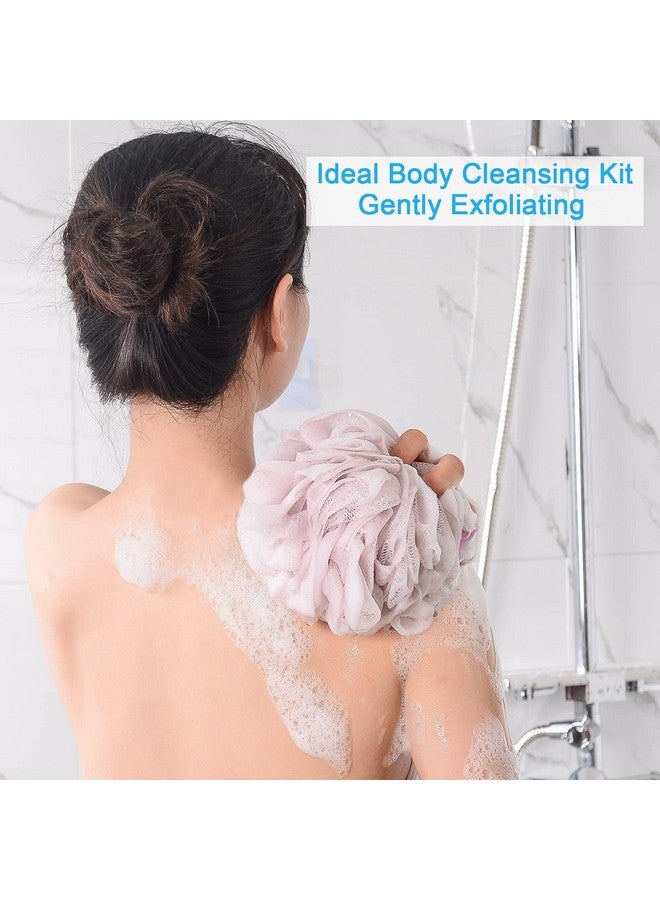 أمازيرباث لوفا إسفنجية 60 جرام/القطعة، إسفنجة حمام مقشرة، ليفة تنظيف الجسم، مجموعة من 4 قطع رمادي أزرق وردي رمادي أبيض - Image 3
