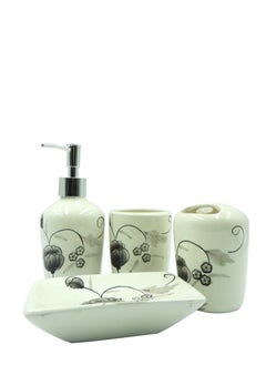 BABAZAM 4 Pieces Bathroom Accessories Set Toothbrush Cup & Holder, Lotion Liquid Soap Dispenser & Tray Black 25.5x21x8cm  - Image 2