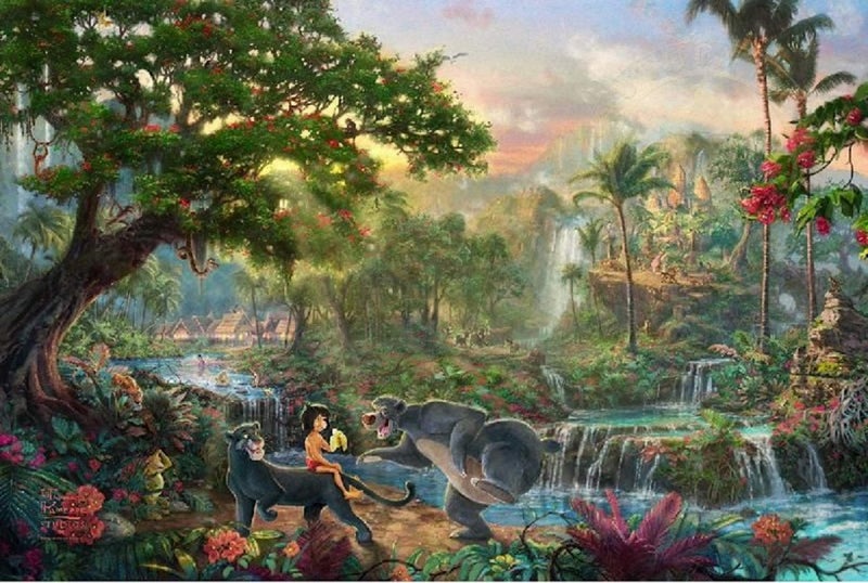 Ceaco - 4 in 1 Multipack - Thomas Kinkade - Disney Dreams Collection - Lion King, Peter Pan, Princess & the Frog, & Jungle Book - (4) 500 Piece Jigsaw Puzzles - Image 4