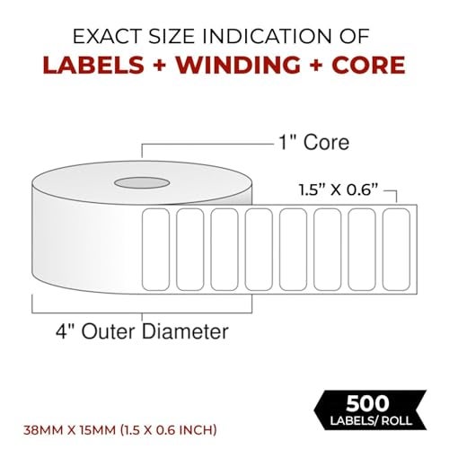 SHREYANS Direct Thermal Labels (Pack of 10, 38mm x 25mm - 500 Labels/Roll) - Non Tearable, Scratch Free, Water Proof & Non Fade Stickers with Permanent Marking - Image 4