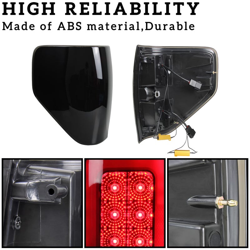 KEWISAUTO مصابيح خلفية LED كاملة من KEWISAUTO لفورد F150 09-14، ترقية جديدة مصابيح فرامل خلفية سوداء مدخنة لمصابيح الإشارة الخلفية لمركبة فورد F-150 2009-2014 (2 قطعة، جانب الراكب والسائق)  - Image 3