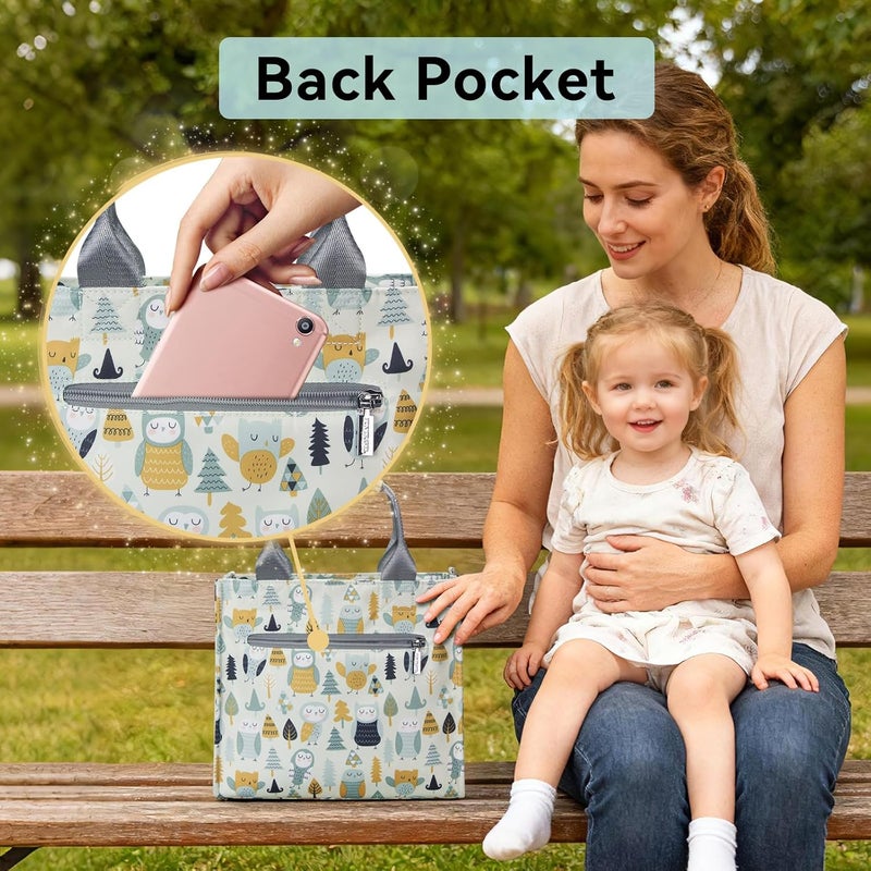 PHEBEN Store Small Diaper Bag Tote Waterproof Travel Mini Diaper Bag Multi-Function Baby Handbag Crossbody Purse(owl) - Image 2